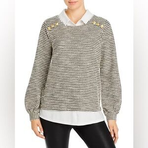 KARL LAGERFELD PARIS Knit Tweed Two For One Top